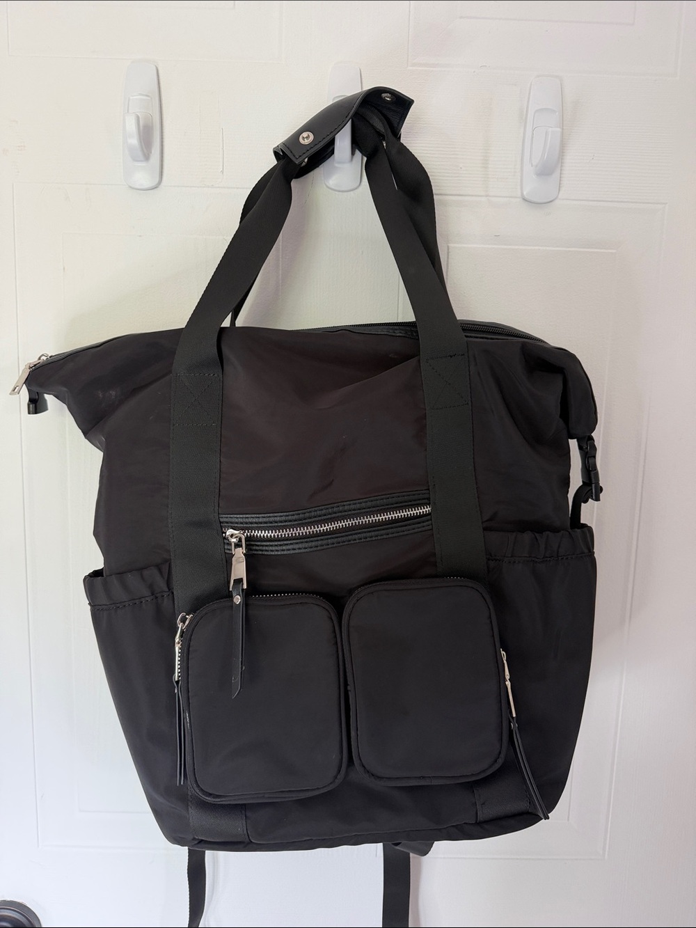 Black Convertible Tote Backpack - Lightweight Everyday Bag